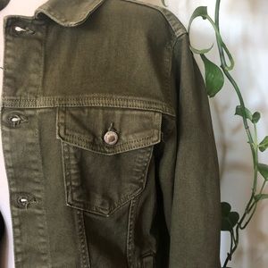 Zara army green mens unisex Jean Jacket men’s size Medium cotton